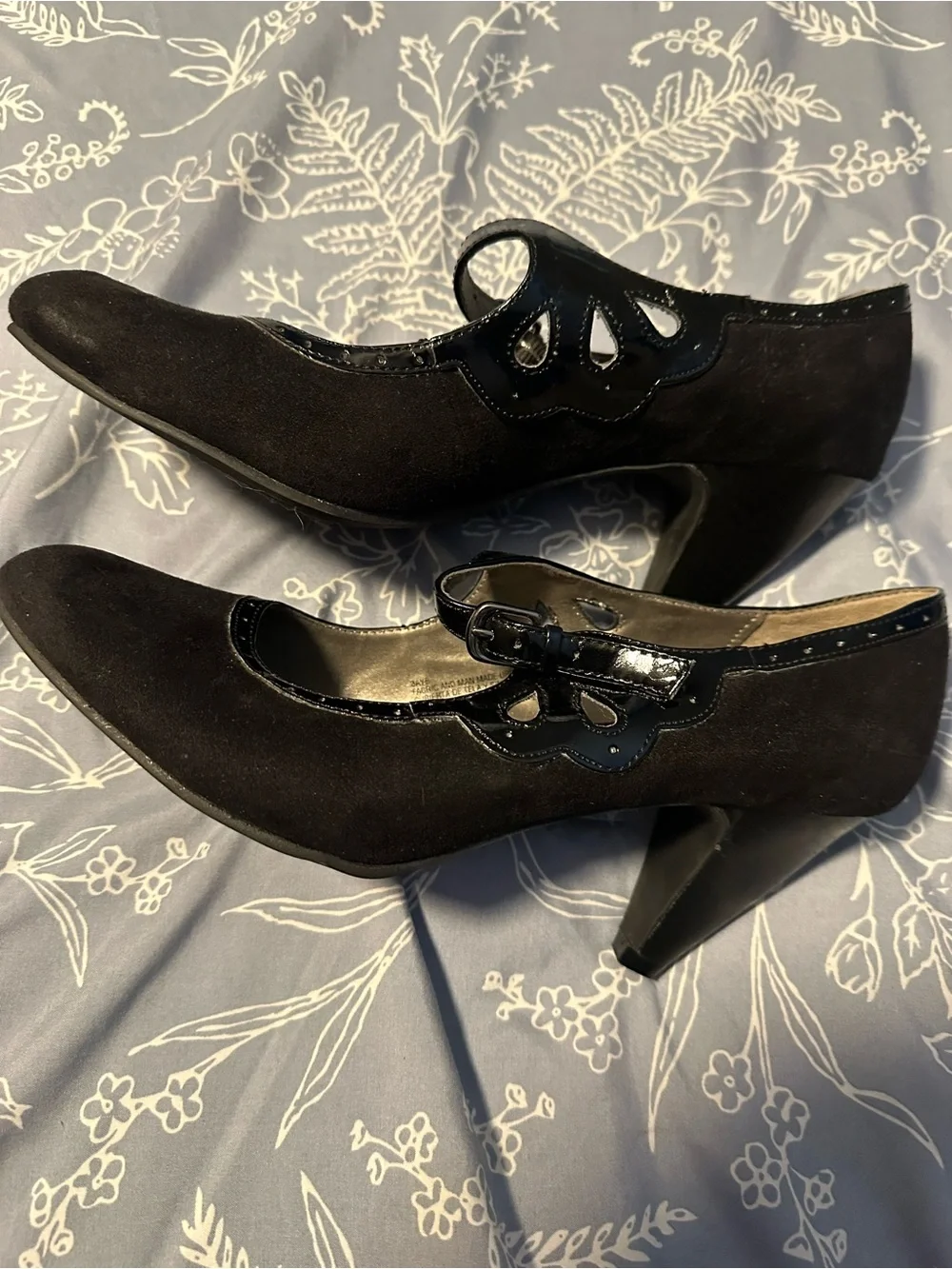 GEORGE size 9 BLACK Heel shoes with Patent Strap